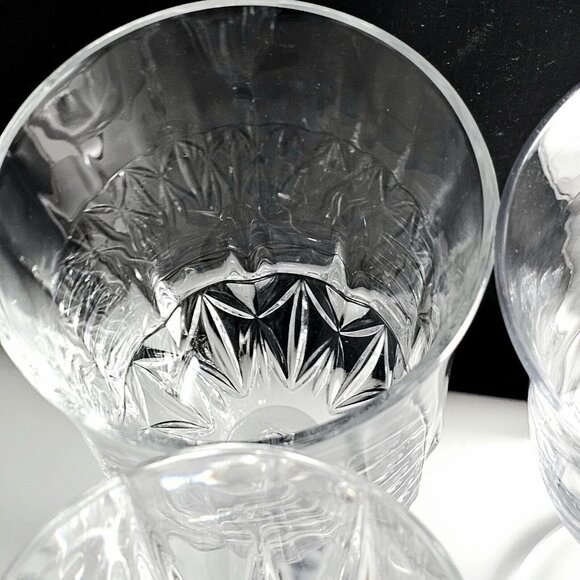 4pc Vintage Mismatched Crystal Wine Glasses approx 8" Assorted Clear Glassware - Picture 8 of 11